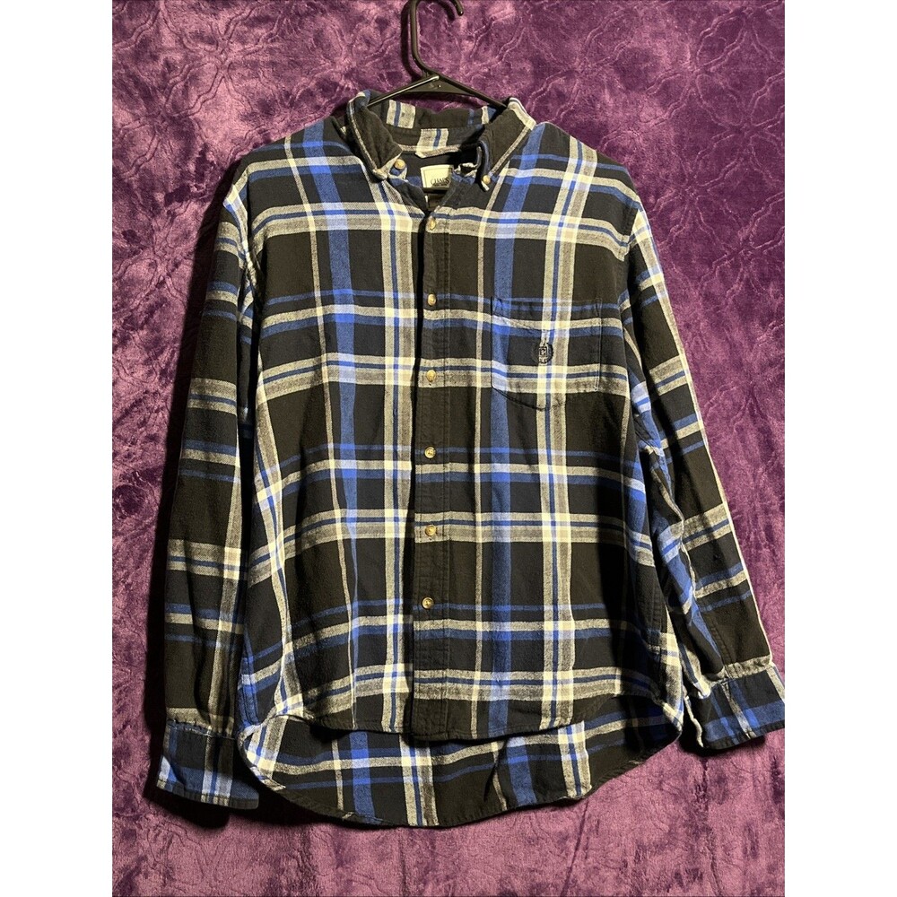 NWT Chaps Flannel Shirt Blue Black White Plaid 100% Cotton Button Down Mens M